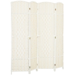 HOMCOM Paravent intérieur en bois 4 panneaux séparateur de pièce pliable pour salon chambre 180 x 180 cm blanc