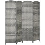HOMCOM Biombo Dobrável de 4 Painéis Divisor de Ambientes 180x180 cm Ecrã de Privacidade de Polipropileno para Quarto Cinza Misto