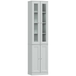 HOMCOM Tall Bathroom Storage Cabinet, 6-Tier Slim Bathroom Cabinet with Adjustable Shelf, 4 Soft-Close Doors, Dusty Blue