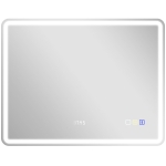HOMCOM LED Badkamerspiegel met Verlichting, Anti-Condens Functie, 3 Instelbare Lichtkleuren, Geïntegreerde Klok, 70 x 90 cm, Zilver