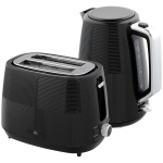 HOMCOM Kettle and Toaster Set, 1.7L 3000W Fast Boil Kettle & 2 Slice Toaster Kitchen Set with 7 Level Browning Controls, Defrost, Reheat, Boil-dry Protection, Black
