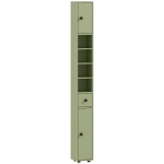 kleankin Colonne de rangement armoire haute pour salle de bain 1 tiroir 4 étagères réglables et 2 placards 20 x 20 x 180 cm vert