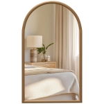 HOMCOM Specchio da Parete ad Arco 110x65cm con Cornice in Legno per Camera e Ingresso, Marrone Scuro