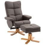 HOMCOM Relaxstoel met kruk tv-stoel 360° draaibaar ligfunctie hout bruin