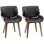 HOMCOM Set van 2 vintage-eettafelstoelen, hout, stoffen bekleding, schuim, zwart