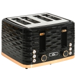 HOMCOM 4-Sleuven-Toaster, golfdesign, meerdere functies, kruimellade, Zwart