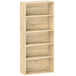 HOMCOM Bibliothèque étagère de rangement 5 niveaux avec étagères réglables pour salon, chambre, bureau, 60x24x133,5cm, naturel