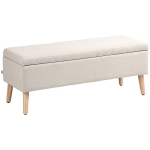 HOMCOM Cassapanca Contenitore 110x39x45 cm in Tessuto Effetto Lino, Gambe in Legno di Caucciù, Capacità 220 kg, Beige