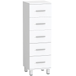 HOMCOM Badkamerkast Smalle badkast met 5 lades voor badkamer  30 x 30 x 95 cm Wit