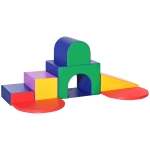 HOMCOM Kinder bouwblokken set, schuimblokken, vierkant, trap, helling, kunstleer, meerkleurig