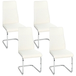HOMCOM Juego de 4 Sillas de Comedor con Asiento y Respaldo Acolchado Tapizado en Terciopelo Patas de Acero Crema