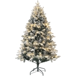 HOMCOM Kunstkerstboom 180 cm met 793 takken, kunstsneeuw en opklapbare metalen standaard – Winterse kerstdecoratie, Groen