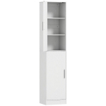 HOMCOM Badkamerkast 180 cm hoog, smalle kast met 2 deuren en 4 verstelbare planken, spaanplaat en MDF, wit