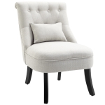 HOMCOM Zachte Gestoffeerde Fauteuil met Rugkussen, voor Lezen en Ontspannen, Stofbekleding in Linnenlook, 52,5 x 69 x 77 cm, Crème Wit