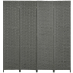 HOMCOM Wave Fibre Freestanding Folding Privacy Screen Panels, Room Divider, Grey