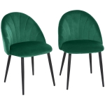 HOMCOM Lot de 2 chaises de Salle à Manger Chaise de Cuisine Velours Pieds métal vert dim. 52L x 54l x 79H cm