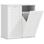 HOMCOM wasmandkast, 2 kantelbare wascontainers, 2 lamellendeuren, 70 x 38 x 73 cm, wit