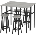 HOMCOM 6-delige eetset 2 bartafel met 4 stoelen in industrieel design grijs