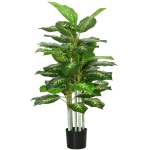 HOMCOM Plante artificielle calathea hauteur 120 cm pot ciment 53 feuilles - intérieur