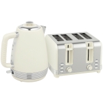 HOMCOM Waterkoker en Toaster Set, 1,7 L, 2200W, Strix Thermostaat, Filter, 4-Slice Toaster, 7 Instellingen voor Bruining, Kruimellade