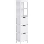 HOMCOM Badkamerkast met 3 Laden en 2 Open Schappen, Smalle Opbergkast voor Kleine Badkamer, Waterafstotend Materiaal, Wit