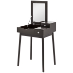 HOMCOM Coiffeuse avec miroir table de maquillage, 2 tiroirs, miroir pliable pour chambre à coucher, salon, 60x50x85,5cm, noir