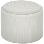 HOMCOM Opbergkruk met Ruimte, Rond, Voetensteun, Corduroy, MDF, Crèmewit