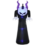 Outsunny spook met pompoenkop, opblaasbaar Halloweendecor met blauw vlammeneffect, 88 x 79 x 210 cm