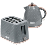 HOMCOM 1.7L 3000W Fast Boil Kettle & 2 Slice Toaster Set, Kettle and Toaster Set with Auto Shut Off, Browning Controls, Grey