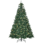 HOMCOM Kerstboom met 700 Warmwitte LED's, 2154 Takken, Vlamvertragend, Kunststof/Metaal, 210 x 142 cm, Groen