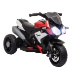 HOMCOM Elektrische Kindermotor, Licht & Geluid, 3 km/u, Oplaadbaar, Kunststof & Metaal, Zwart/Rood