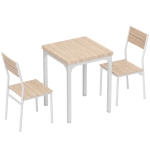 HOMCOM Three-Piece Minimal and Compact Dining Set, Oak Wood Effect