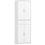 HOMCOM Keukenkast, 3-traps verstelbare planken, Spaanplaat, MDF, veel opbergruimte, Wit