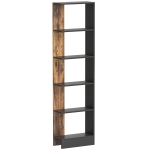HOMCOM Libreria Moderna Salvaspazio a 5 Ripiani in Legno 45x21x170 cm, Marrone e Nero