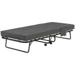 HOMCOM Opklapbed, Matras, 4 Wielen, Metalen Frame, Tot 150 kg, 190 x 80 x 42 cm, Donkergrijs