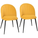 HOMCOM Set 2 Sedie da Pranzo Imbottite con Schienale a Conchiglia in Velluto, 52x55x79 cm, Giallo