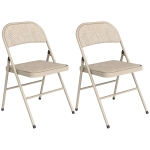 HOMCOM Set di 2 Sedie Pieghevoli con Seduta Imbottita in poliestere e Struttura in Acciaio, Beige