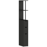 HOMCOM Meuble colonne salle de bain armoire de salle de bain avec tiroirs étagères ouvertes placard 15 x 33 x 136,8 cm noir
