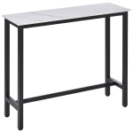 HOMCOM Bartafel met Marmerlook, Stalen Frame, Nivelleringspoten, 120x40x100 cm, Wit/Zwart