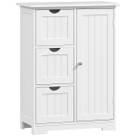 HOMCOM Badkamerkast, Badkamercommode, 3 Laden, Schap, MDF, Wit