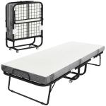 HOMCOM logeerbed 2-in-1 opklapbed met wielen, hoofdbord in hoogte verstelbaar, opklapbaar