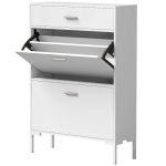 HOMCOM Moderne schoenenkast voor maximaal 12 paar schoenen, met 2 kleppen, lade en verstelbare plank, wit