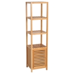 HOMCOM Badkamerkast, vrijstaand, 3 planken, smal & hoog, jaloeziedeur, 36 x 33 x 140cm