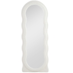HOMCOM Lichaamslange Spiegel 160 x 60 cm Gebogen Standspiegel met Golfdesign Breukvast Glas Wit