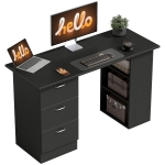 HOMCOM Bureau d'ordinateur avec 3 tiroirs et 3 étagères ouvertes, 120x49x72cm, bureau avec rangement réversible, style moderne, table informatique pour chambre, petit espace, télétravail, noir