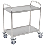 HOMCOM Carrito de Cocina de Acero Inoxidable con 2 Bandejas y 2 Brazos para Comedor Salón 80x45x82 cm Plata