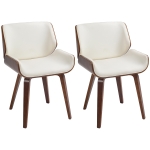 HOMCOM Lot de 2 chaises de salle à manger style vintage assise revêtement synthétique 54 x 53 x 81 cm blanc marron