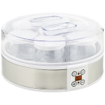 HOMCOM Yoghurtmaker Yoghurtmachine, inclusief 7 glazen, roestvrij staal, 24 cm x 24 cm x 13 cm, zilver + wit
