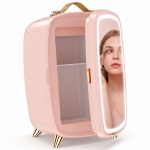 HOMCOM Skincare Refrigerator, 6L Mini Cosmetic Fridge with LED Mirror, Cooling Function for Bedroom, Skincare, Office, Pink