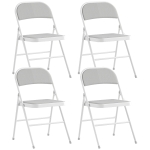 HOMCOM Lot de 4 chaises pliantes chaises de salle à manger portables cadre en acier 45 x 46 x 78 cm blanc